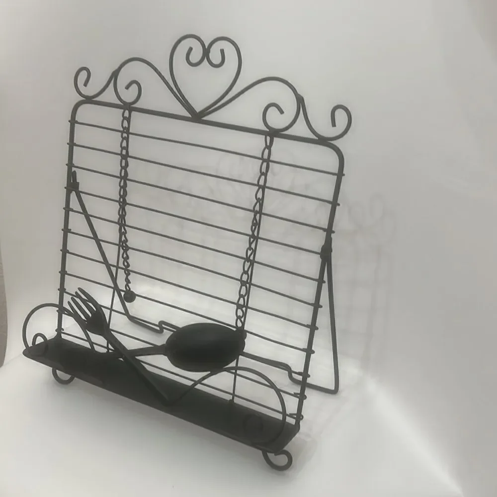 Metal Fork Spoon Wall Kitchen Cook Book Holder Ball And Chain Page Dividers